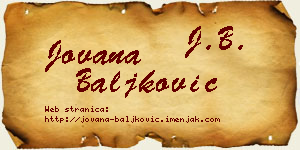Jovana Baljković vizit kartica